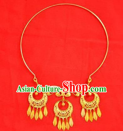 Chinese Ancient Handmade Wedding Necklet Jewelry Accessories Golden Necklace for Women