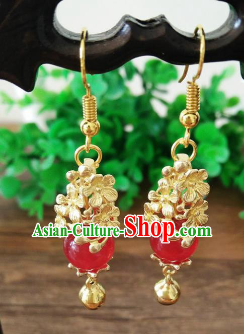 Chinese Handmade Accessories Hanfu Eardrop Ancient Brass Earrings for Women