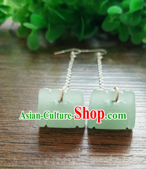 Chinese Handmade Accessories Hanfu Jade Eardrop Ancient Tassel Earrings for Women