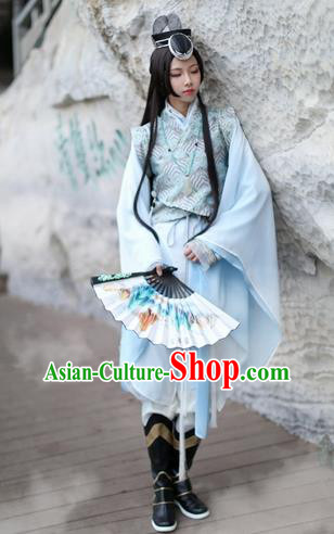 Ancient Chinese Cosplay Young Swordsman Embroidered Costume Ming Dynasty Knight-Errant Clothing for Men