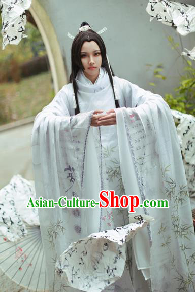 Ancient Chinese Jin Dynasty Prince Costume Cosplay Swordsman Embroidered Clothing for Men