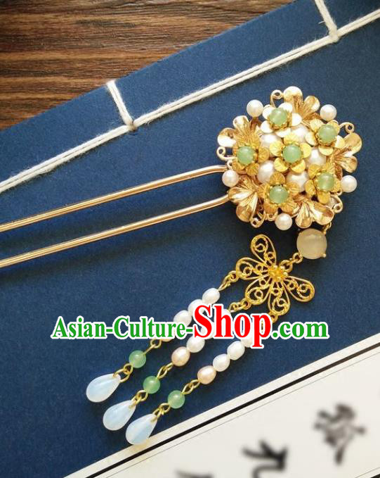 Chinese Ancient Hair Accessories Hanfu Hairpins Brass Hair Clip for Women