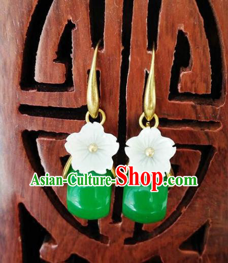 Chinese Handmade Accessories Hanfu Jadeite Eardrop Ancient Earrings for Women