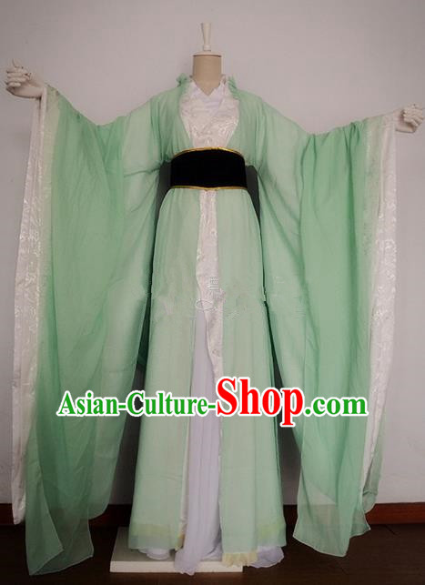 Chinese Ancient Cosplay Swordswoman Costume Traditional Han Dynasty Princess Green Hanfu Dress for Women