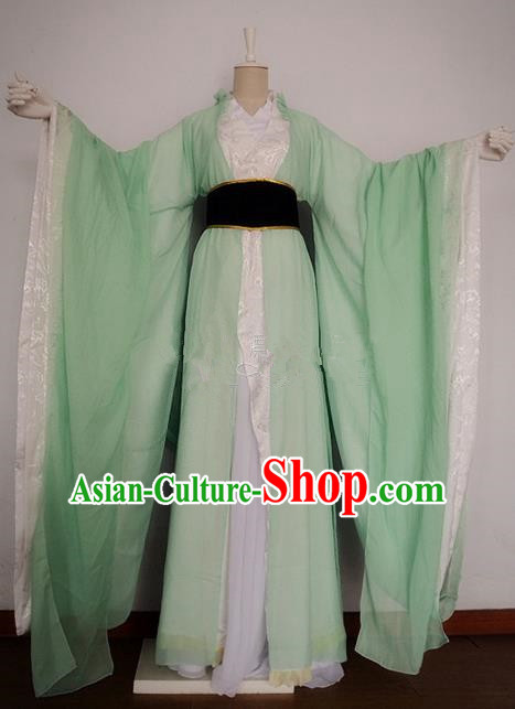 Chinese Ancient Cosplay Swordswoman Costume Traditional Han Dynasty Princess Green Hanfu Dress for Women