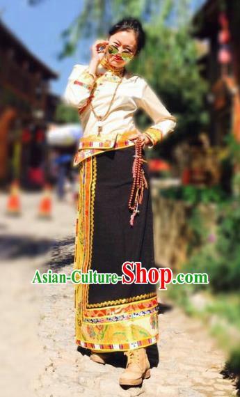 Chinese Traditional Minority Costume Zang Nationality Bust Skirt for Women