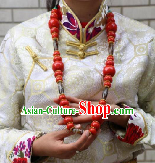 Chinese Zang Nationality Handmade Accessories Tibetan Minority Beeswax Necklace for Women