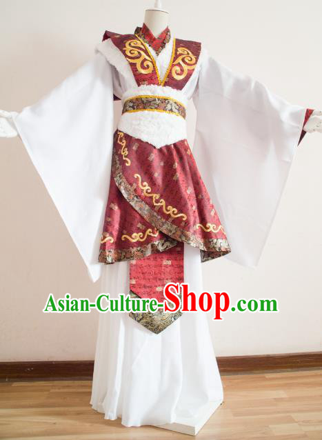 Chinese Ancient Cosplay Royal Highness Embroidered Costume Qin Dynasty Swordsman Clothing for Men