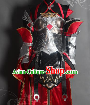 Chinese Traditional Ancient Swordswoman Female Knight Armour Costume and Boots for Women