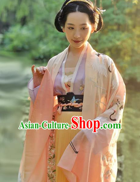 Chinese Traditional Ancient Palace Lady Clothing Tang Dynasty Imperial Consort Embroidered Hanfu Dress for Women