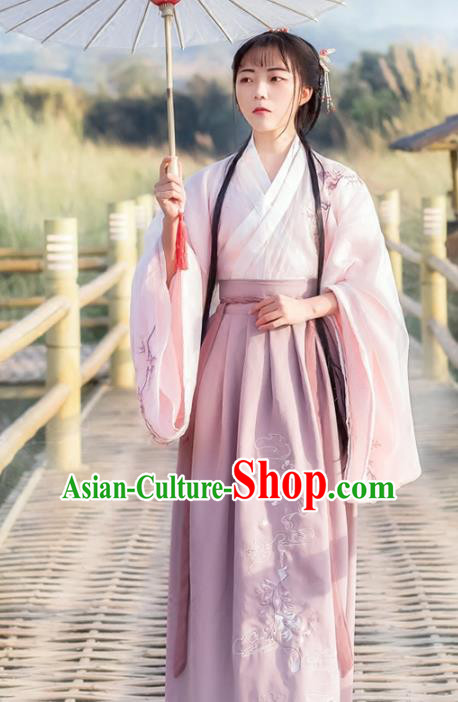 Chinese Traditional Ancient Jin Dynasty Princess Embroidered Costumes for Women