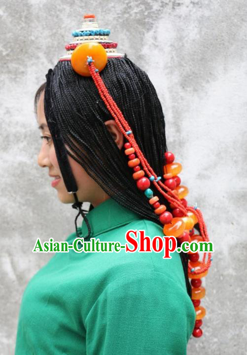 Chinese Zang Nationality Handmade Hair Accessories Tibetan Minority Headwear for Women