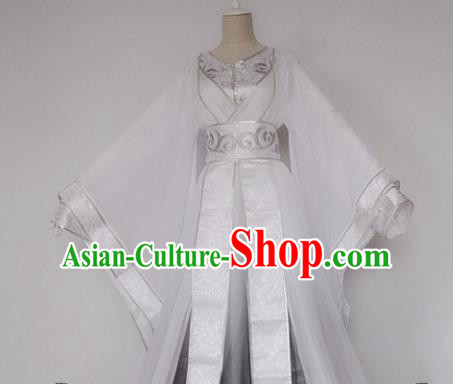 Chinese Han Dynasty White Hanfu Dress Ancient Fairy Traditional Costume for Women