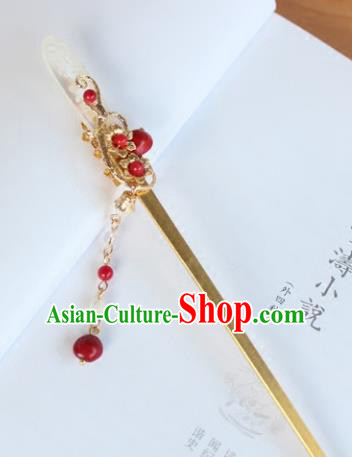 Chinese Ancient Handmade Hair Accessories Hanfu Jade Hairpins Tassel Hair Clips for Women