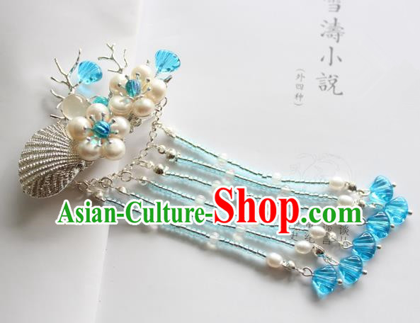 Chinese Ancient Handmade Pearls Tassel Hair Claw Hair Accessories Hanfu Hairpins for Women