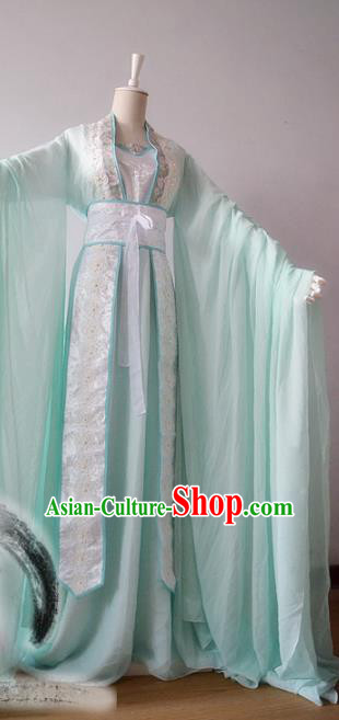 Chinese Traditional Tang Dynasty Imperial Concubine Green Hanfu Dress Ancient Court Lady Clothing for Women