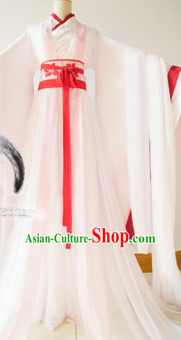 Chinese Traditional Han Dynasty Princess White Hanfu Dress Ancient Fairy Clothing for Women