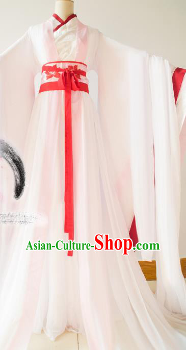 Chinese Traditional Han Dynasty Princess White Hanfu Dress Ancient Fairy Clothing for Women