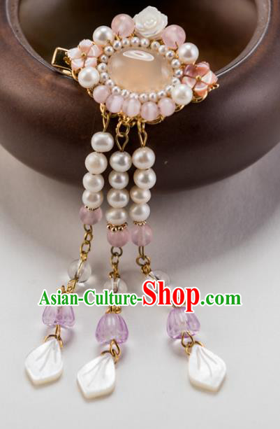 Chinese Ancient Handmade Hair Accessories Hanfu Pearls Tassel Hair Stick for Women