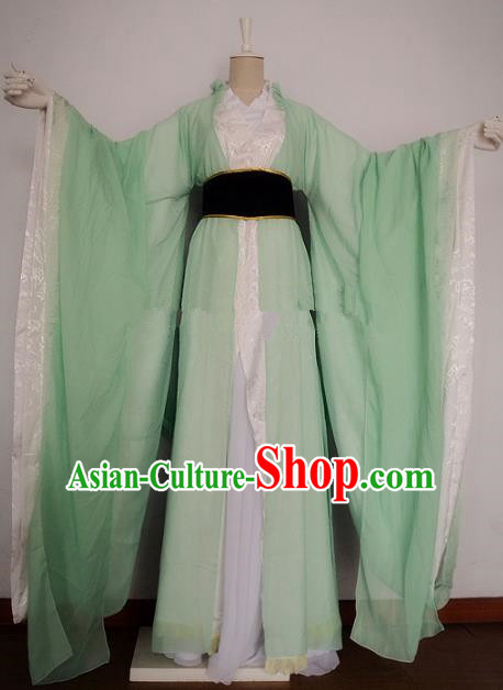 Chinese Han Dynasty Swordswoman Green Hanfu Dress Ancient Fairy Traditional Clothing for Women