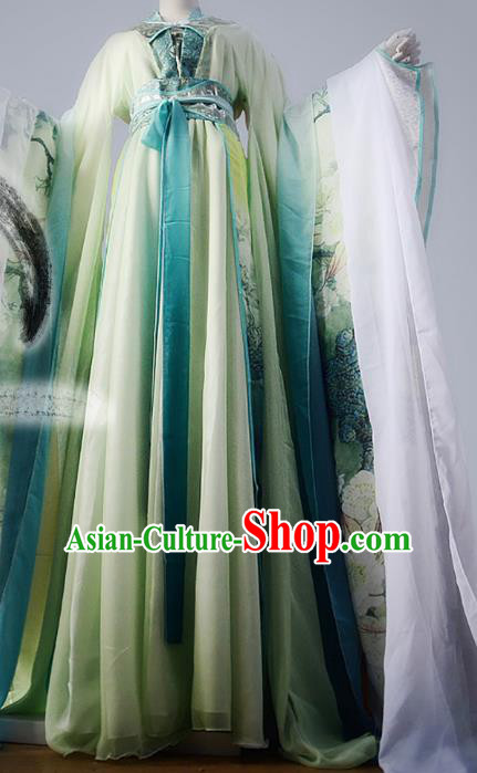 Chinese Han Dynasty Princess Green Hanfu Dress Ancient Fairy Traditional Costume for Women