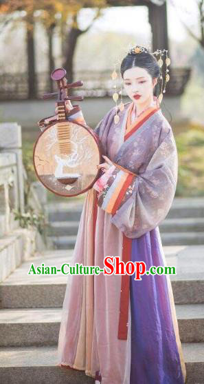Chinese Ancient Geisha Costumes Traditional Jin Dynasty Palace Lady Embroidered Hanfu Dress for Women