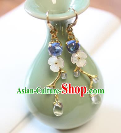 Chinese Ancient Handmade Coloured Glaze Earrings Accessories Hanfu Eardrop for Women