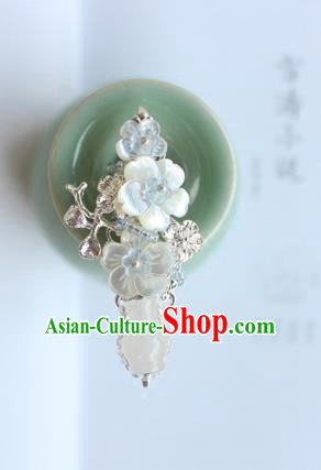Chinese Ancient Handmade Palace White Vase Hair Claw Hair Accessories Hanfu Tassel Hairpins for Women