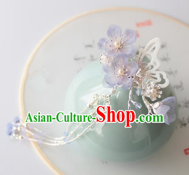 Chinese Ancient Handmade Palace Lilac Flowers Hair Clip Hair Accessories Hanfu Shell Butterfly Hairpins for Women