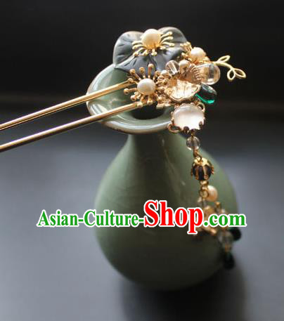 Chinese Ancient Handmade Palace Brass Hair Clip Hair Accessories Hanfu Tassel Hairpins for Women