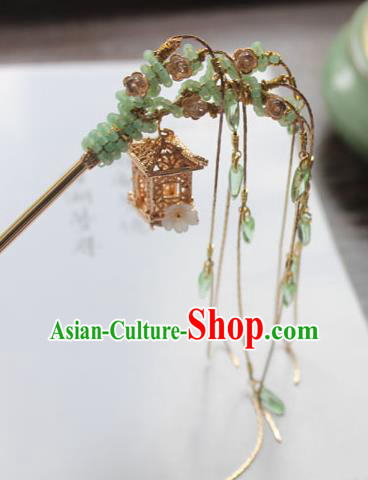 Chinese Ancient Handmade Palace Golden Hair Clip Hair Accessories Hanfu Tassel Hairpins for Women