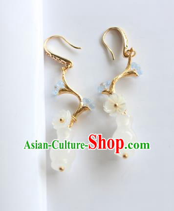 Chinese Ancient Handmade Jade Vase Earrings Accessories Hanfu Eardrop for Women