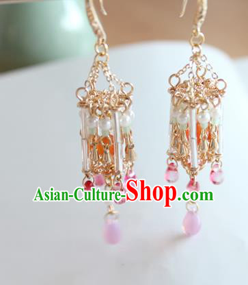 Chinese Ancient Handmade Palace Lantern Earrings Accessories Hanfu Eardrop for Women
