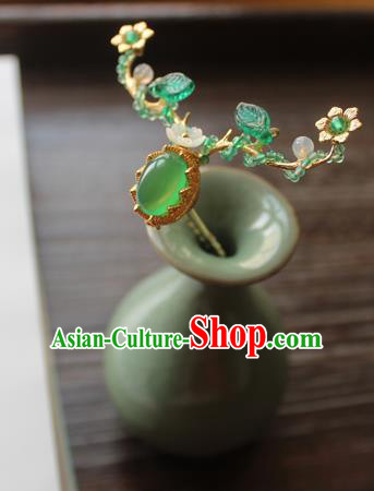 Chinese Ancient Handmade Green Hair Clip Hair Accessories Hanfu Hairpins for Women