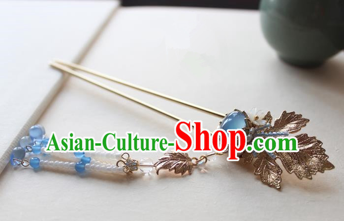 Chinese Ancient Handmade Phoenix Tree Leaf Hair Clip Hair Accessories Hanfu Hairpins for Women