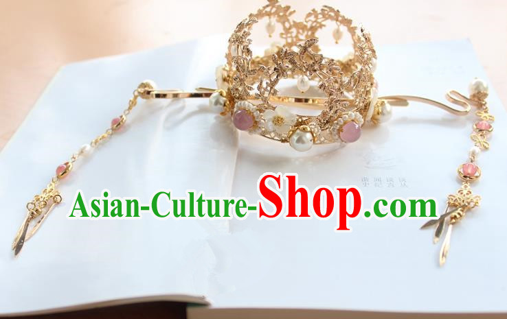 Chinese Ancient Handmade Phoenix Coronet Hair Accessories Hanfu Tassel Hairpins for Women
