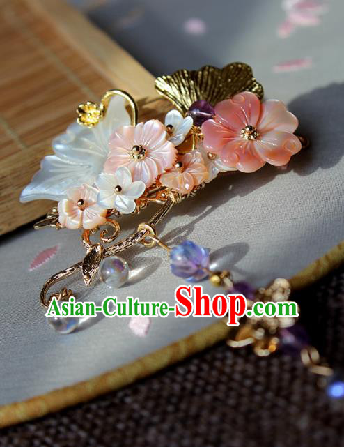 Chinese Ancient Handmade Hair Stick Classical Hair Accessories Hanfu Shell Butterfly Hairpins for Women