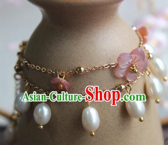 Chinese Ancient Handmade Classical Brace Lace Accessories Hanfu Pearls Bracelets for Women