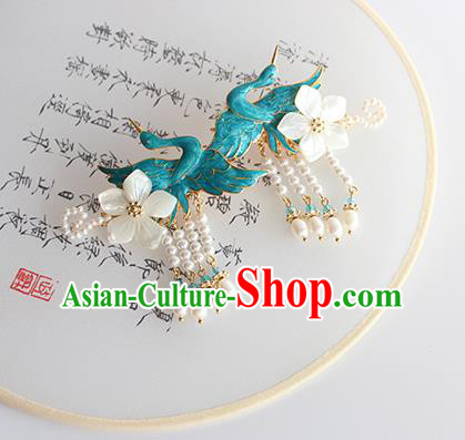 Chinese Ancient Handmade Classical Blueing Crane Hair Claws Hair Accessories Hanfu Hairpins for Women