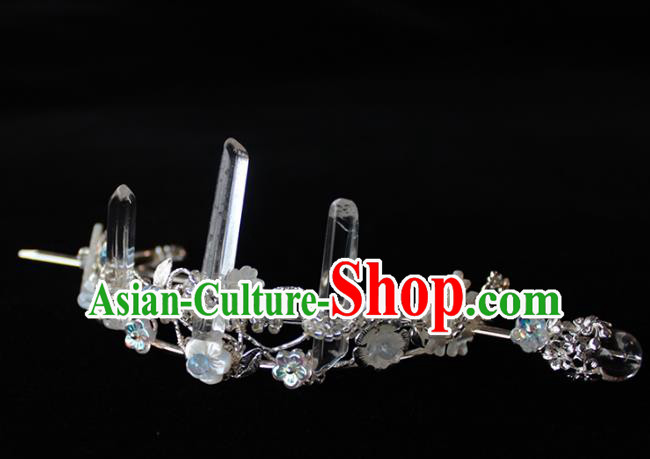 Chinese Ancient Handmade Classical Crystal Hair Crown Hair Accessories Hanfu Hairpins for Women