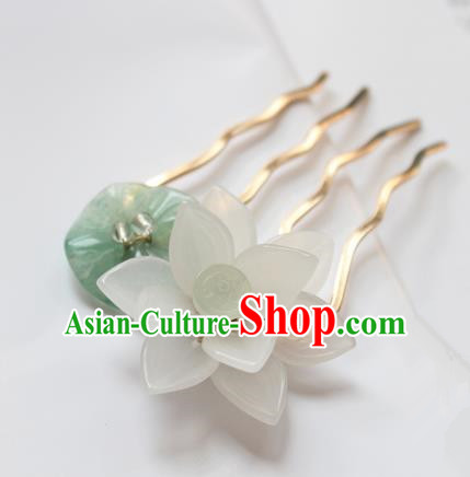 Chinese Ancient Handmade Lotus Hair Comb Hair Accessories Hanfu Hairpins for Women