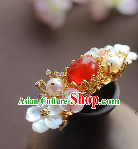 Chinese Ancient Handmade Classical Red Agate Hair Claw Hair Accessories Hanfu Hairpins for Women