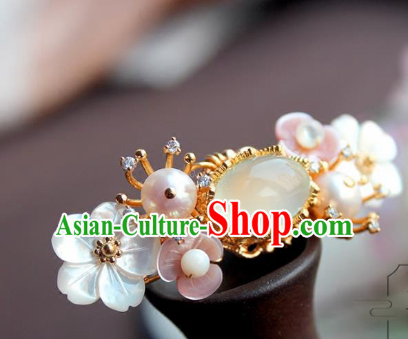 Chinese Ancient Handmade Classical Chalcedony Hair Claw Hair Accessories Hanfu Hairpins for Women
