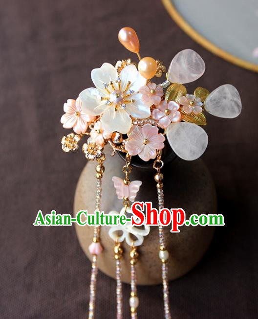 Chinese Ancient Handmade Shell Pearls Hair Claw Classical Hair Accessories Hanfu Hairpins for Women