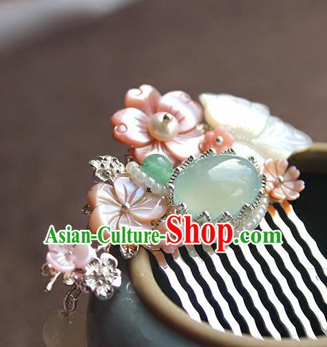 Chinese Ancient Handmade Shell Butterfly Hair Comb Classical Hair Accessories Hanfu Hairpins for Women