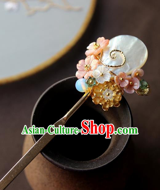 Chinese Ancient Handmade Hair Clip Classical Hair Accessories Hanfu Shell Hairpins for Women