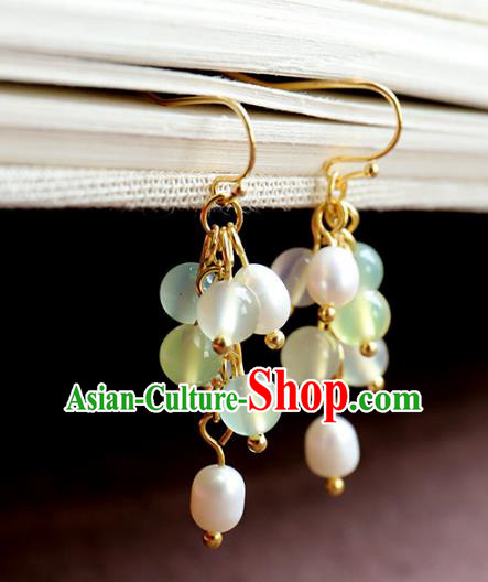 Chinese Ancient Handmade Classical Accessories Hanfu Beads Tassel Earrings for Women