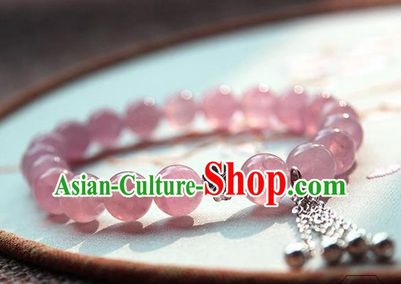 Chinese Ancient Handmade Classical Accessories Hanfu Rose Crystal Bracelets for Women