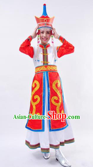 Chinese Mongol Nationality Folk Dance Costume Traditional Mongolian Minority Wedding Dress for Women
