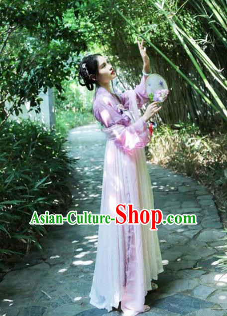 Ancient Chinese Palace Lady Costume Tang Dynasty Court Maid Embroidered Hanfu Dress for Women